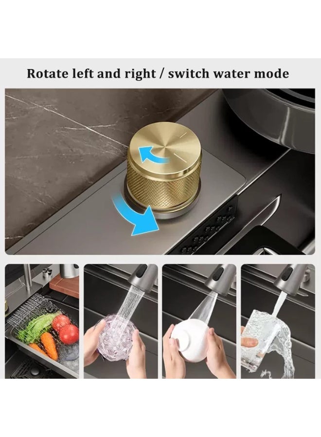 المفتاحة حوض مطبخ من الفولاذ المقاوم للصدأ 80×45 سم مع صنبور شلال - حوض مفرد مع غسالة أكواب وملحقات تركيب كاملة - تصميم عصري للتركيب السفلي/العلوي - Image 5